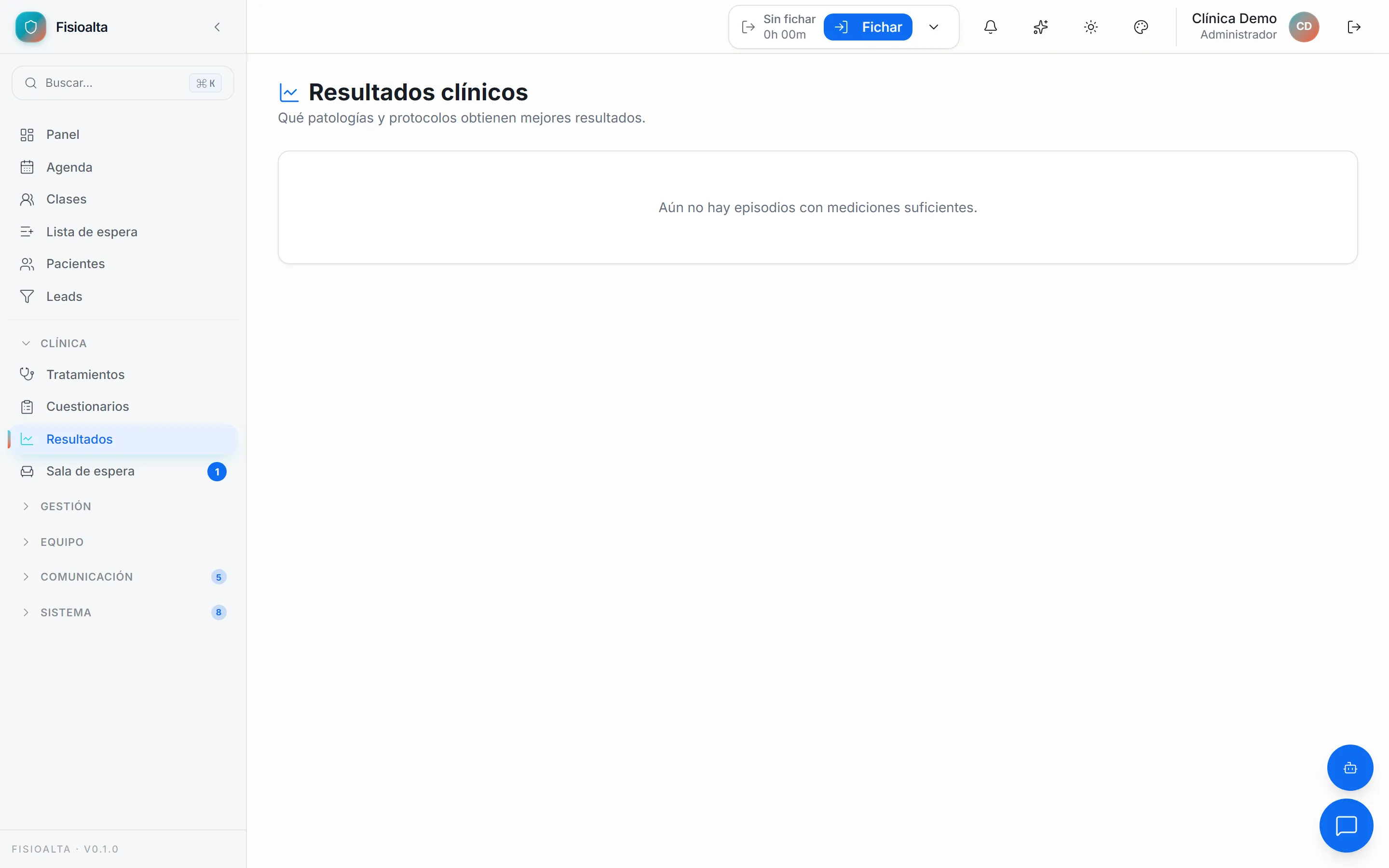 Evolución de resultados clínicos de un paciente
